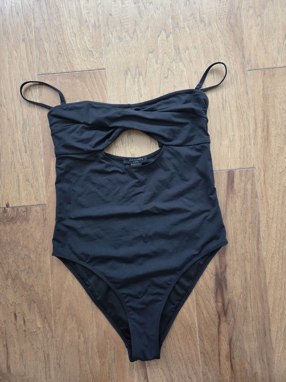 AllSaints Black Twist-Cut One-Piece Swimsuit